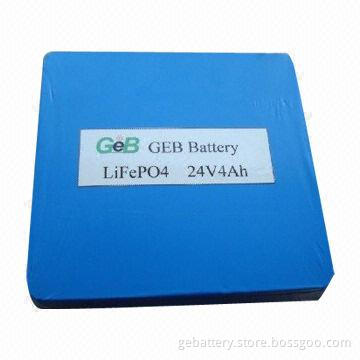 24V 4Ah LiFePO4 Electric Battery Pack with 30.4V Charging Voltage